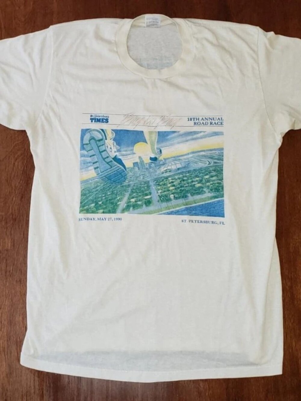 Vintage 1990 St Petersburg Times Bay-to-Bay Road Race T-Shirt L